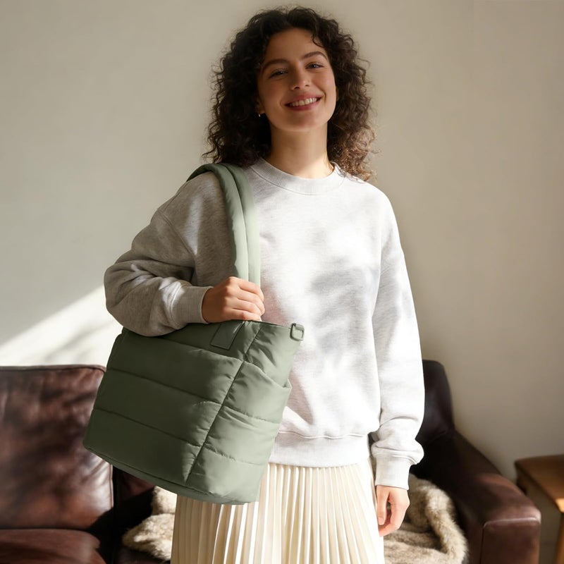 GASSDA Tote Bag for Women Puffer Tote Bag Large Nurse Bags Shoulder Handbag with Zipper for Work Travel - Image 2